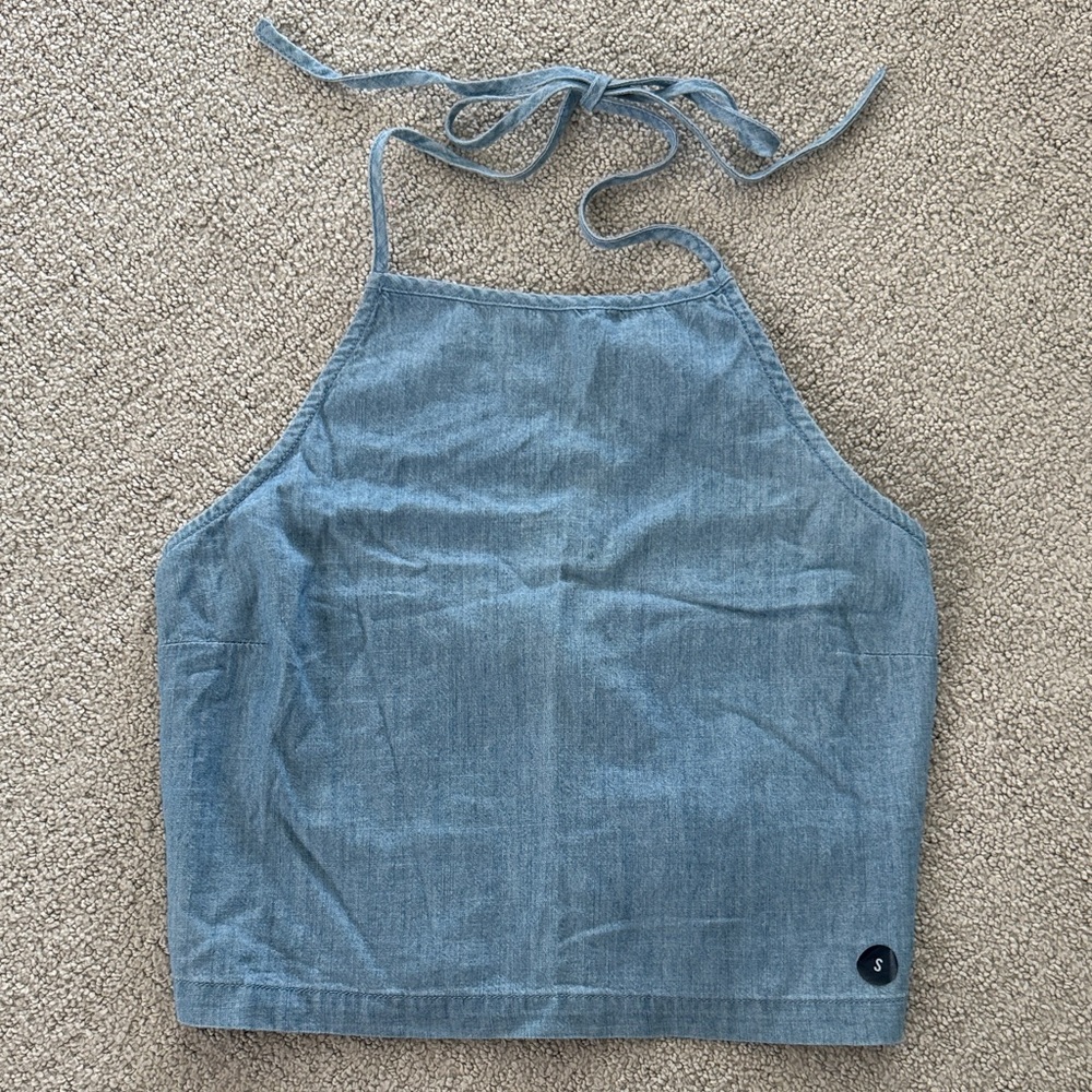 Hollister Blue Denim Tie-Back Tank Top